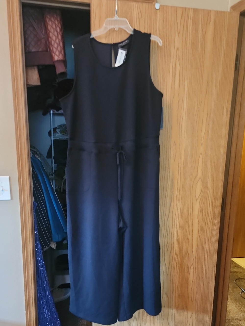 Lane Bryant Black Sleeveless Wide-Leg Jumpsuit